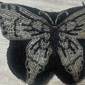 Neiman Marcus Black and Silver Beaded Butterfly Bag 👑